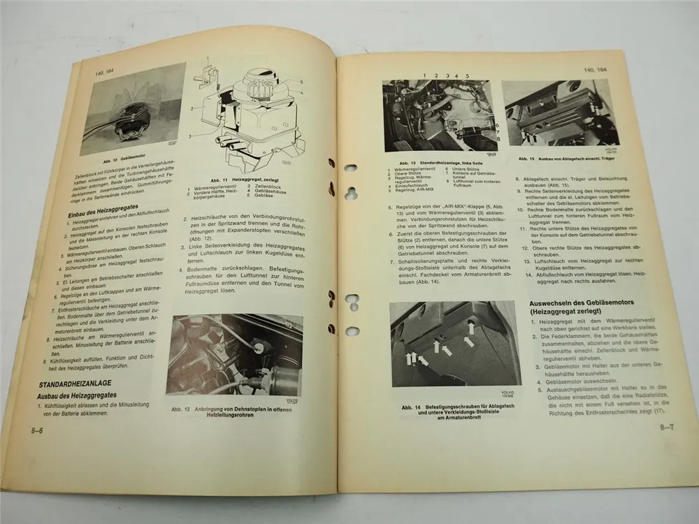 Volvo 140 164 Heizanlage Gebläse Heizung Reparaturanleitung Werkstatthandbuch
