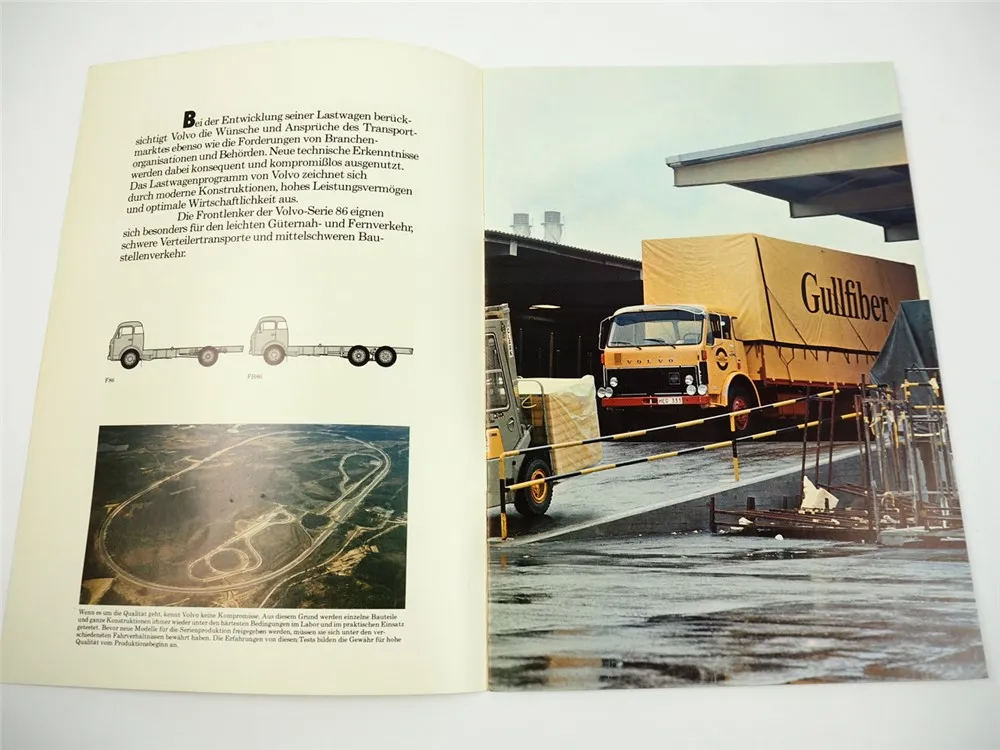 Volvo F86 FB86 LKW Pritschenwagen Kipper Tankwagen Sattelzug Prospekt ca. 1970