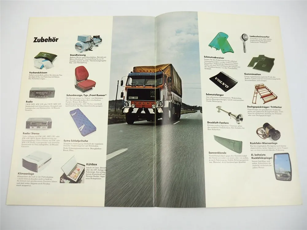 Volvo F89 LKW Pritschenwagen Auflieger Sattelzug Tankwagen Prospekt 1975