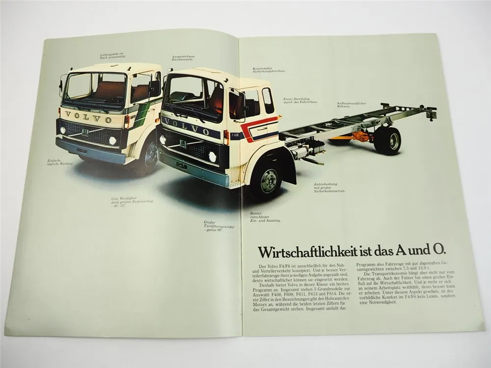 Volvo F4 F6 LKW Frontlenker Pritschenwagen Prospekt 1978