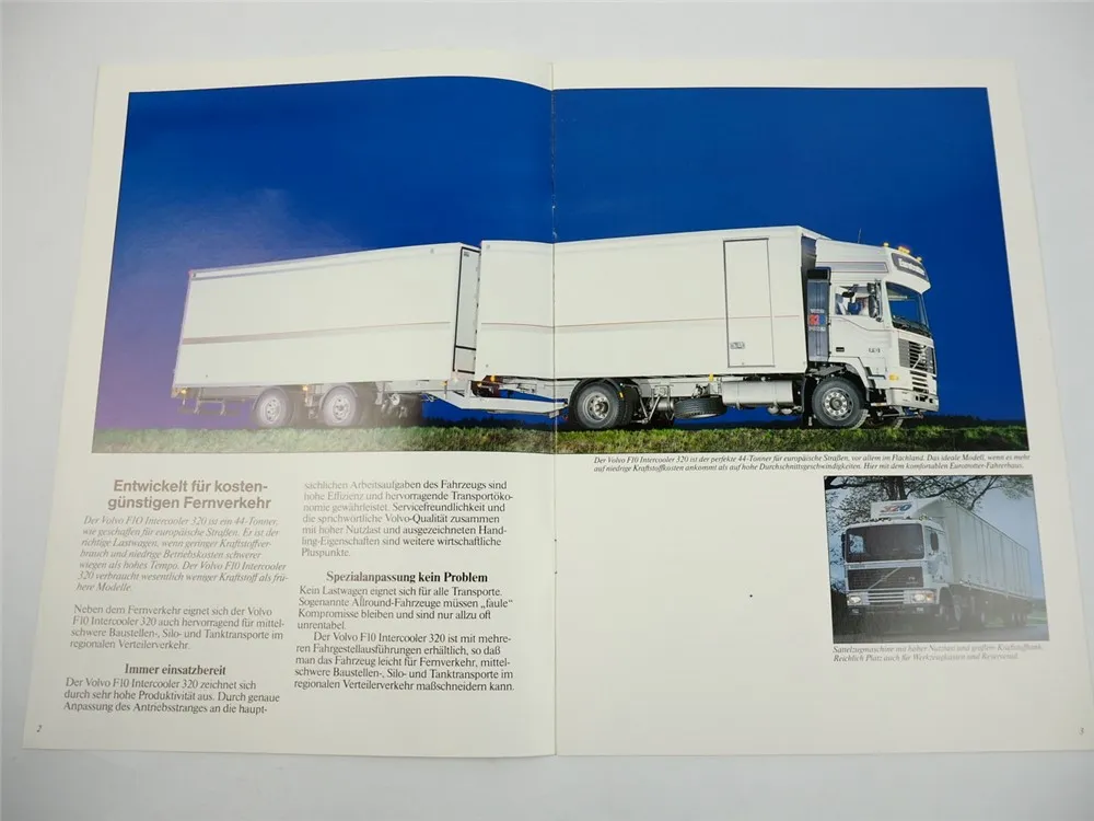Volvo F10 Intercooler 320 LKW Frontlenker Pritschenwagen 44t Prospekt 1987