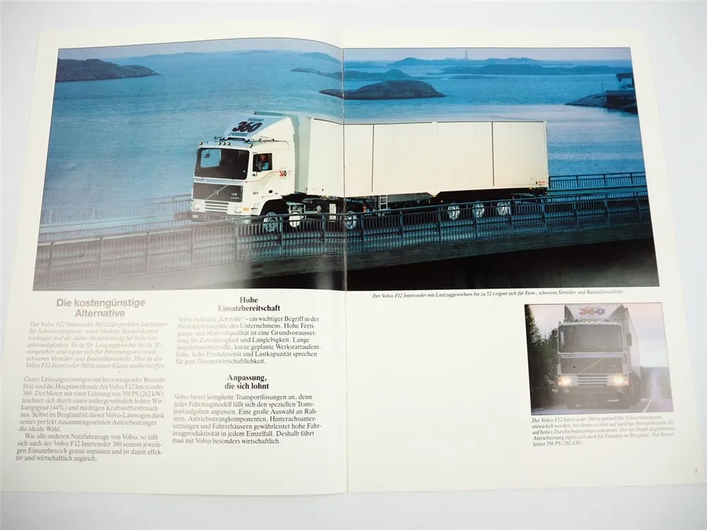 Volvo F12 Intercooler 360 LKW Frontlenker Pritschenwagen 50t Prospekt 1987