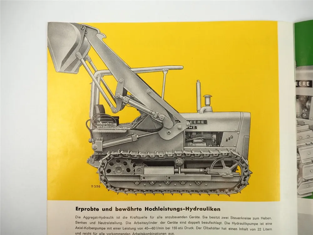 John Deere Lanz 440 IC ICDL Industrieraupe Prospekt Anschreiben 1960