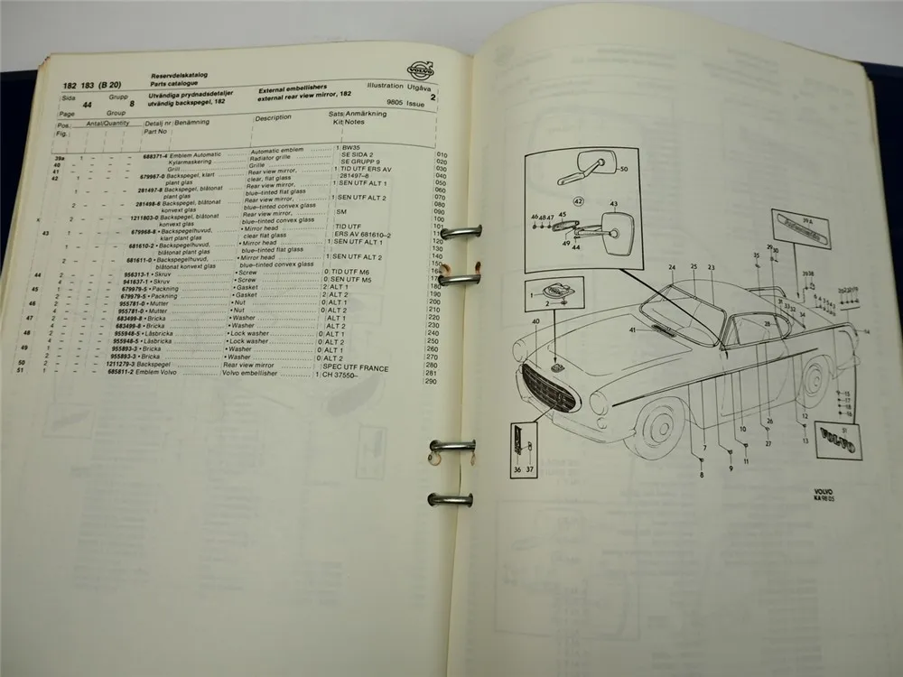 Volvo P1800 E ES 182 183 B20 Ersatzteilliste Parts List Reservdelskatalog 1972