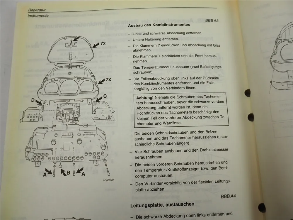 Volvo S40 V40 ab 1996 Kombinationsinstrument Tachometer Werkstatthandbuch