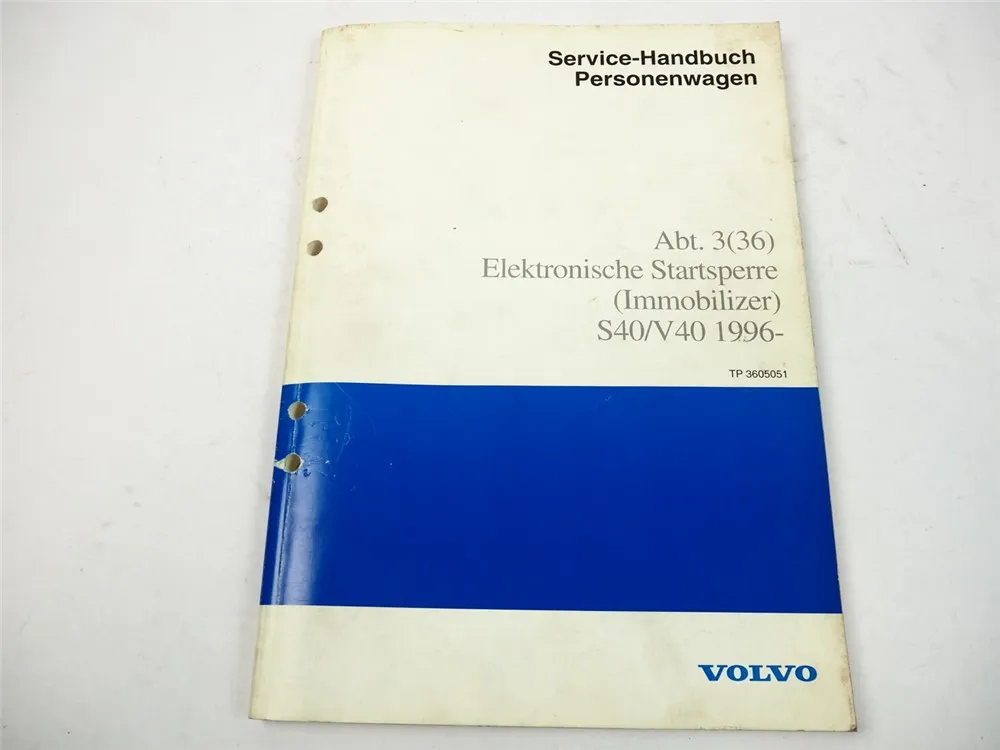Volvo S40 V40 ab 1996 Störungssuche Immobilizer Werkstatthandbuch Reparatur