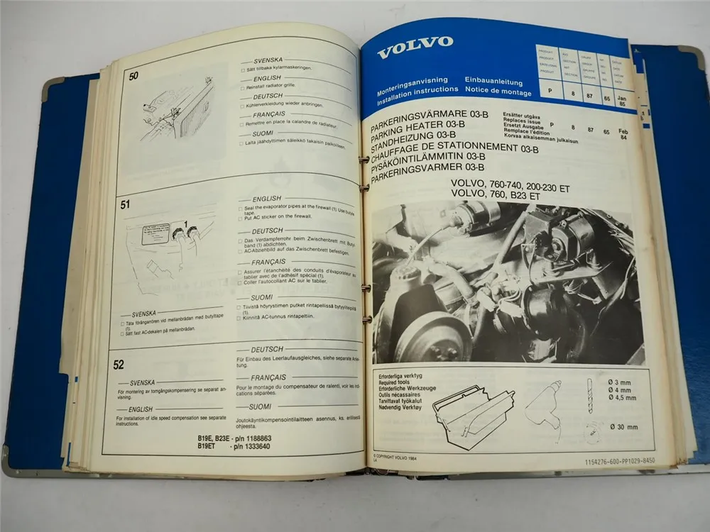 Volvo 740 760 Einbauanleitungen Installation Instructions 1980er J.