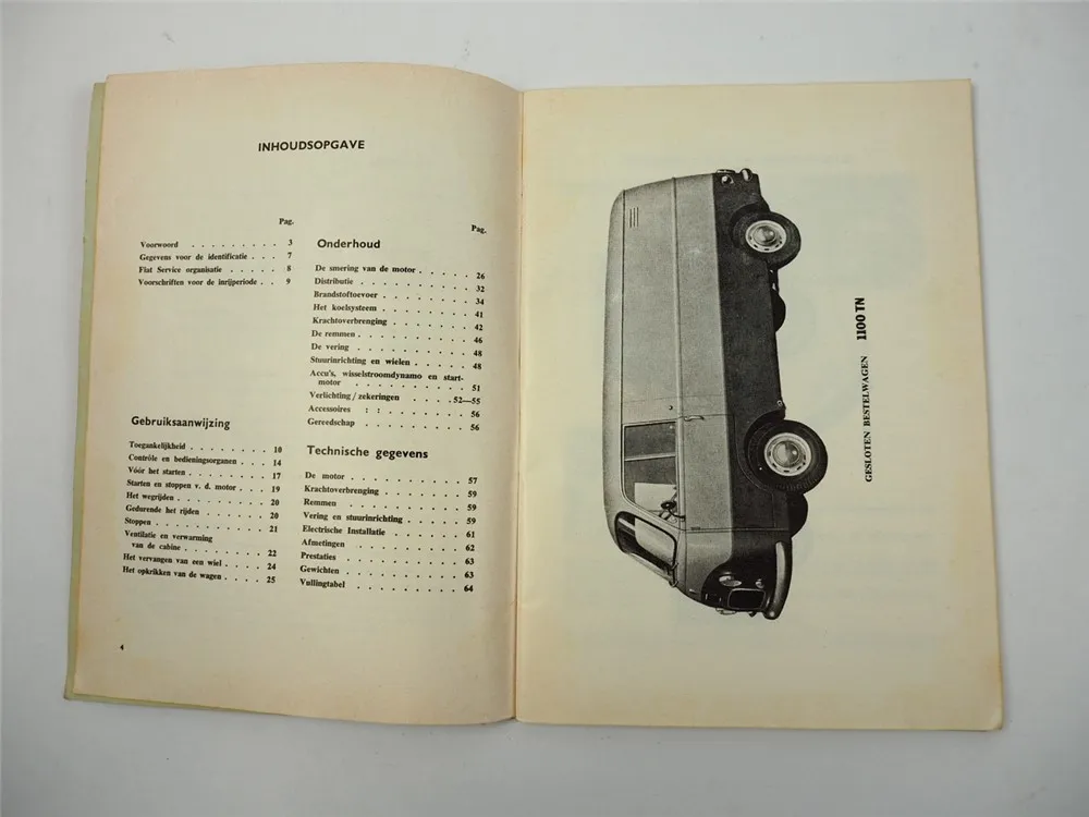 Fiat 1100TN type 217N Diesel Bestelwagen en Pickup Handleiding