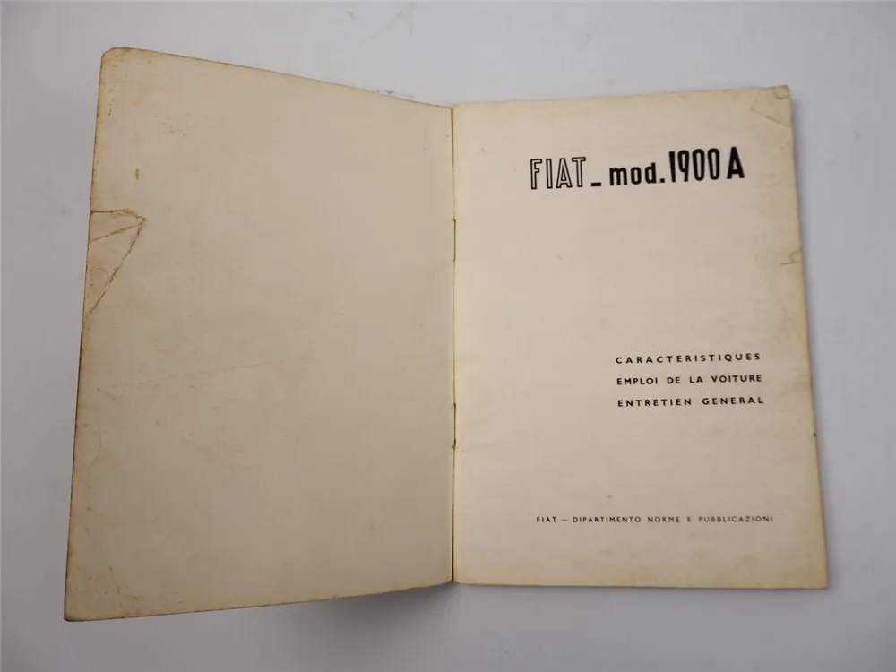 Fiat 1900A Voiture Notice d entretien 1954