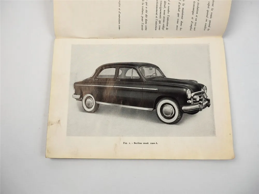 Fiat 1900A Voiture Notice d entretien 1954