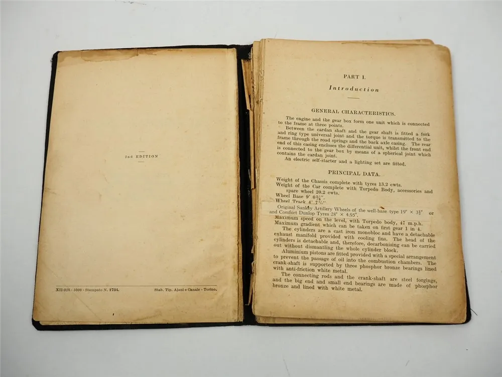 Fiat 503 Car Model 24 PS Use and Maintenance app. 1920 English