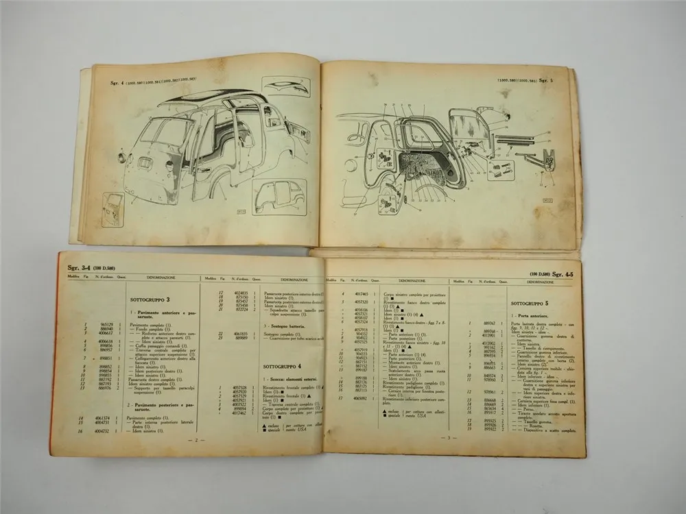Fiat 600D Multipla Karosserie Ersatzteilliste Catalogo parti di ricambio 1960