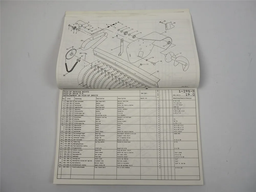 Krone KR130S Rundballenpresse Ersatzteiliste Spare Parts List 1995