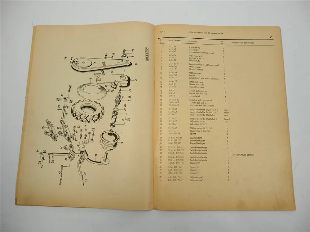 Bautz BS6S Superspinne Ersatzteilliste Ersatzteilkatalog 1969