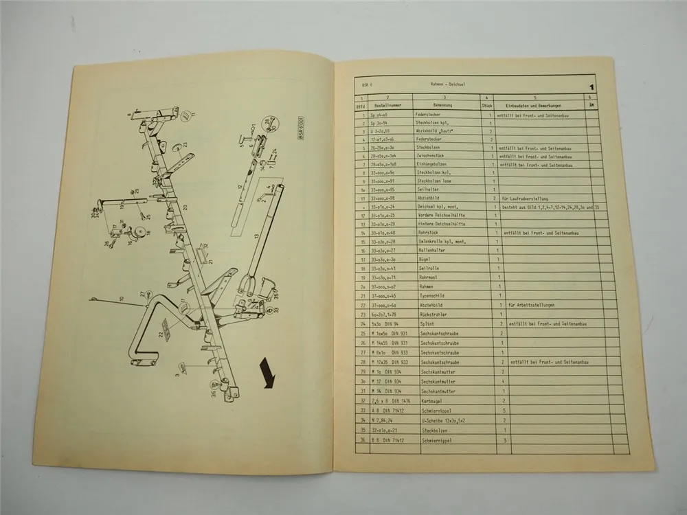 Bautz BSR6 Frontspinne Ersatzteilliste Ersatzteilkatalog 1970