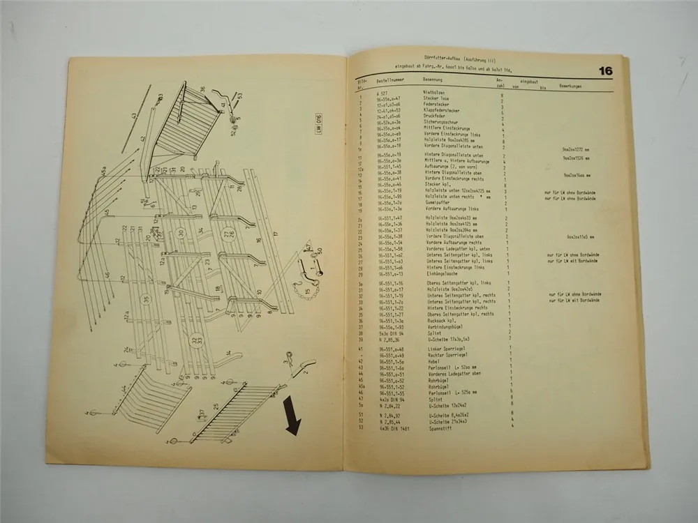Bautz LW Ladewagen Autonom Ersatzteilliste Ersatzteilkatalog 1968