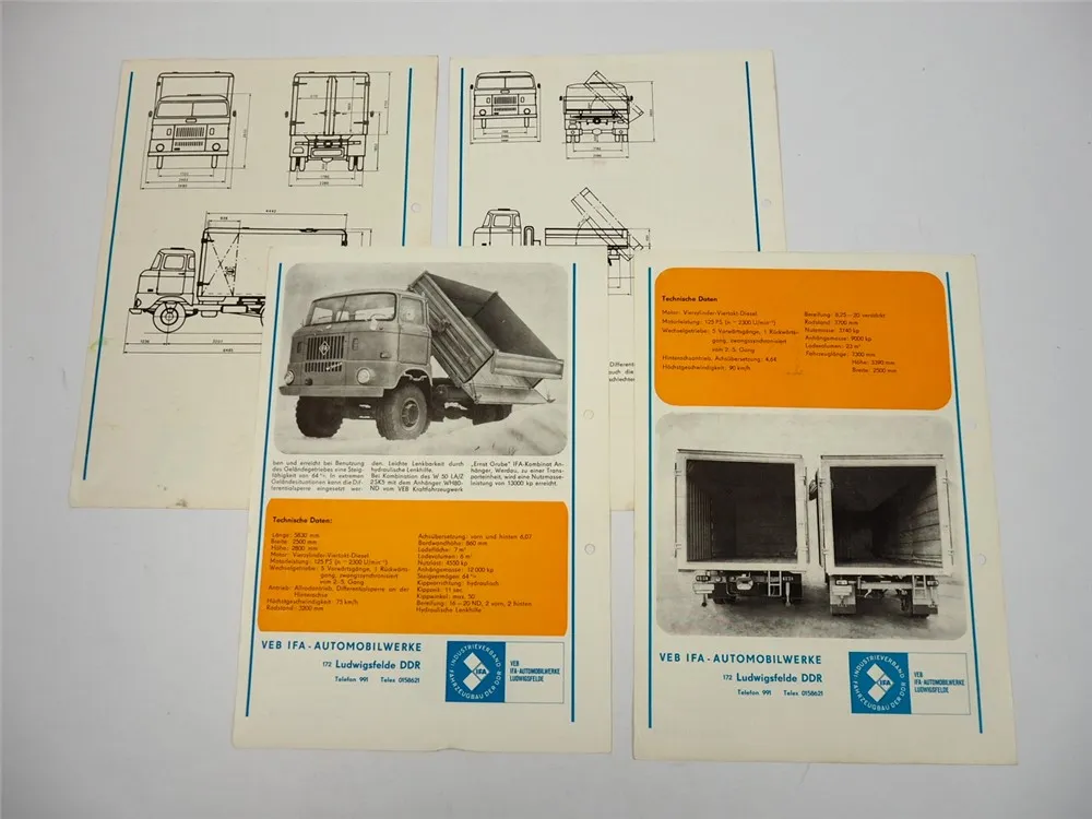 IFA W50 L K NKB MK LA Z LKW 4x Prospekt Ludwigsfelde DDR 1965/70