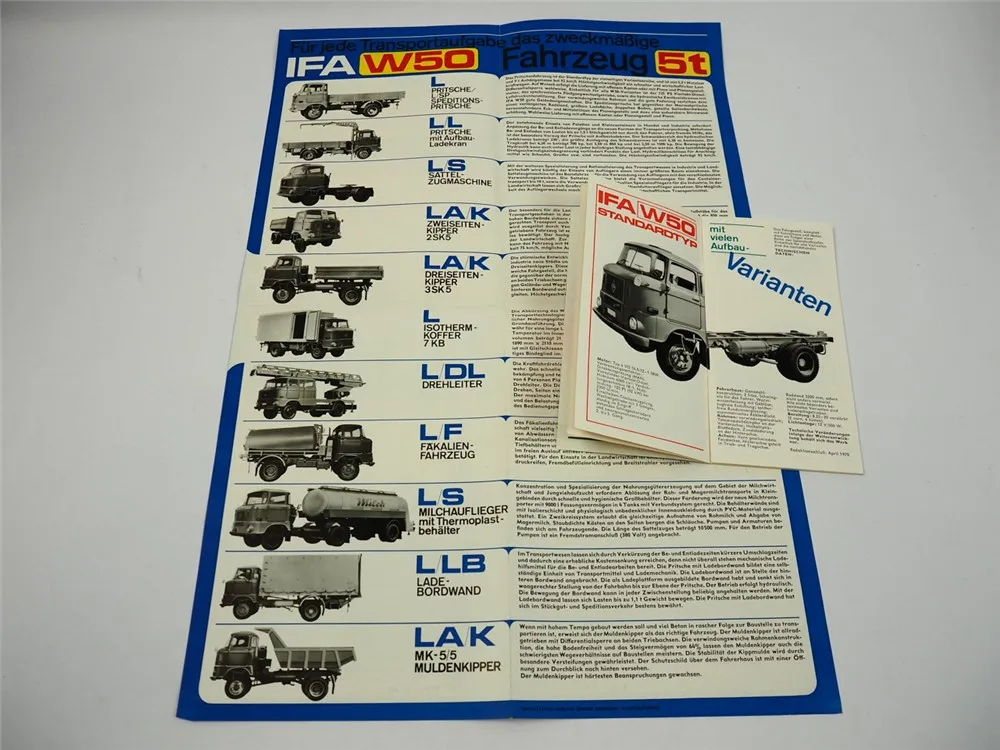 IFA W50 LKW Gesamtprogramm 2x Prospekt Ludwigsfelde DDR 1969/70