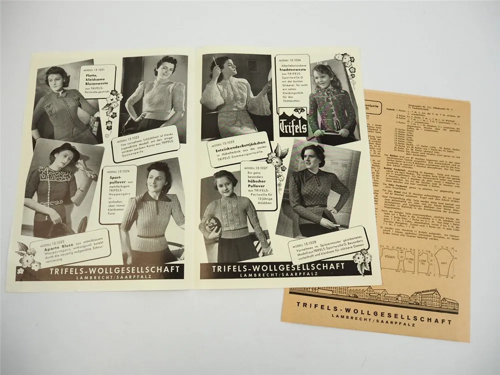 Trifels Wollgesellschaft Lambrecht Strickwaren Handarbeitsheft Schnittbögen 1940