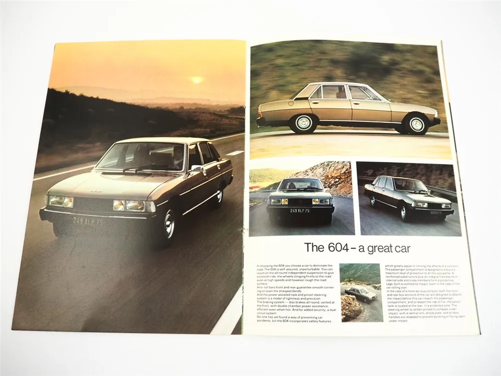 Peugeot 604 SL mit V6 Motor Prospekt Brochure 1976