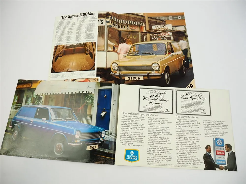 Simca 1100 Van 1974/76 2x Prospekt Brochure