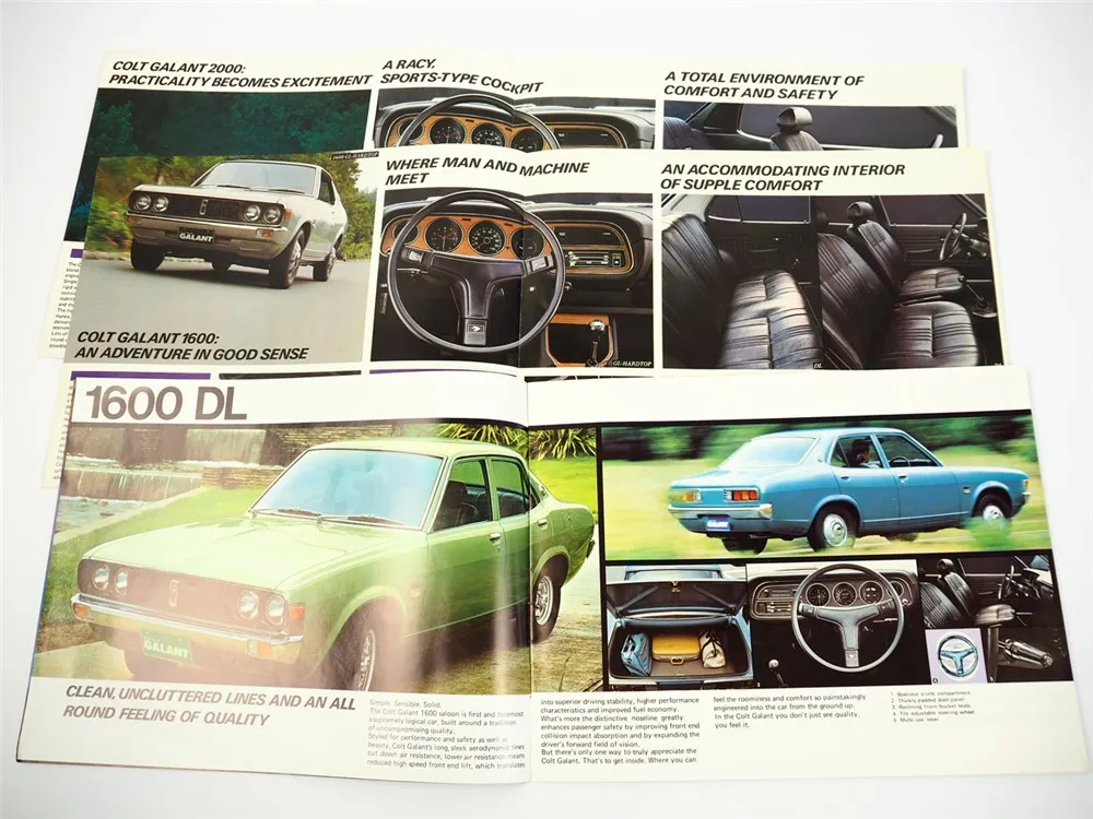 Mitsubishi Colt Galant Gesamtprogramm ca. 1975 4x Prospekt Brochure