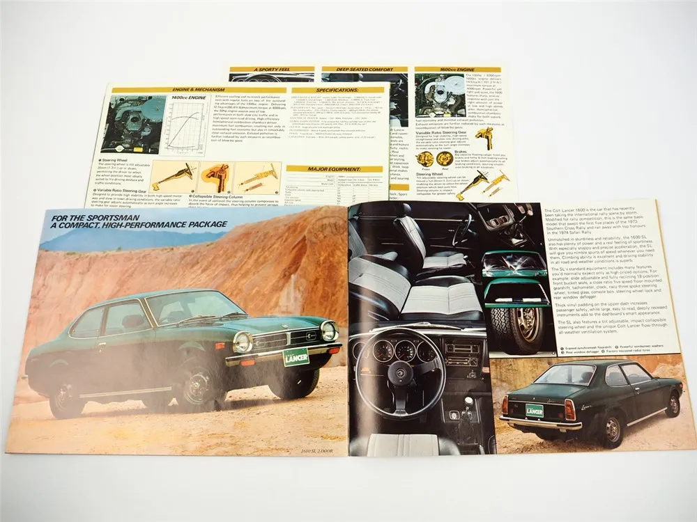 Mitsubishi Colt Lancer DL GL SL 1200 1400 1600 3x Prospekt Brochure 1975