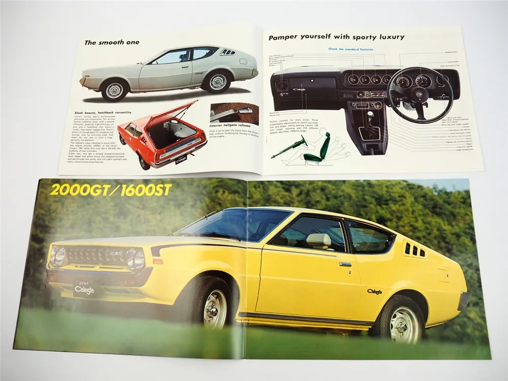 Mitsubishi Colt Celeste 1600 ST 2000 GT 2x Prospekt Brochure 1975