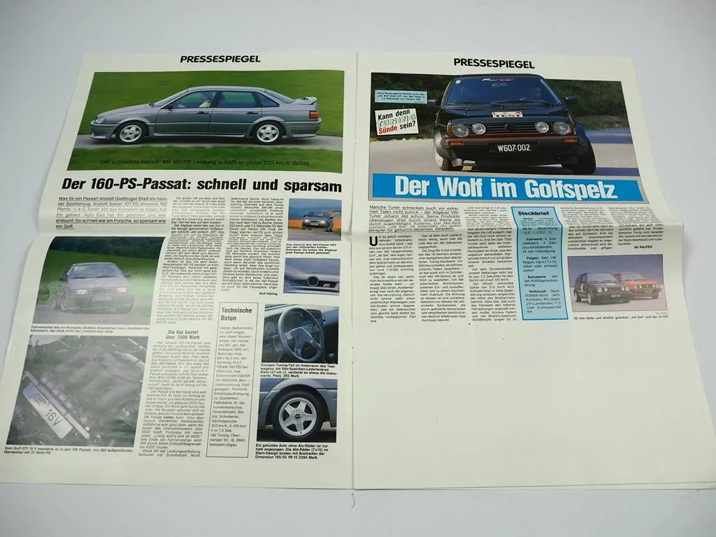 ABT TUNING Prospekt Pressespiegel der ABT im Test ca 1985 Audi 80 90 VW Golf GTI