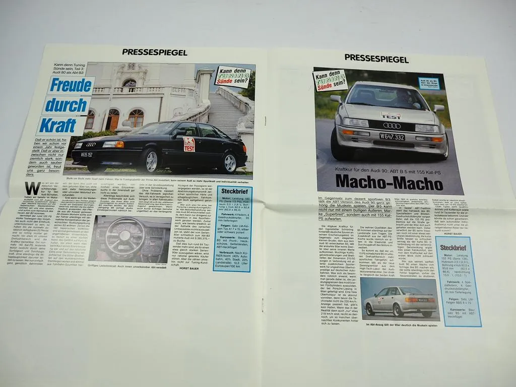 ABT TUNING Prospekt Pressespiegel der ABT im Test ca 1985 Audi 80 90 VW Golf GTI