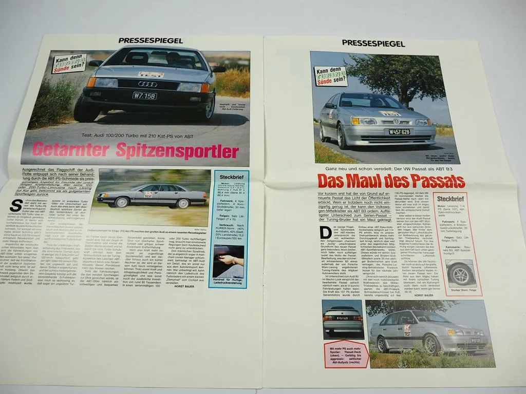 ABT TUNING Prospekt Pressespiegel der ABT im Test ca 1985 Audi 80 90 VW Golf GTI