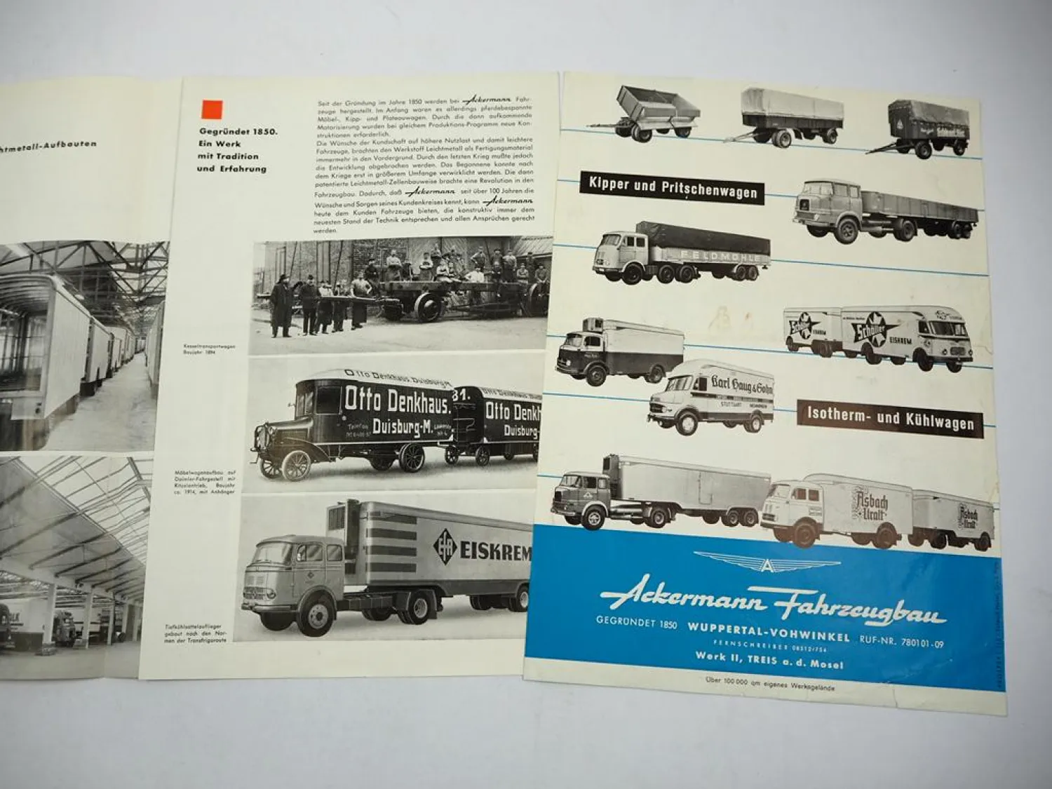 Ackermann Fabrikations Programm Kipper Pritschen LKW Aufbauten Prospekt