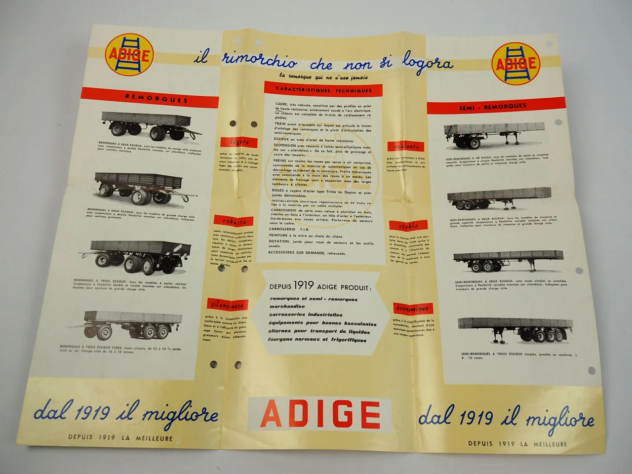 ADIGE Carrosseries Semi remorques pour Camions Verona Italien brochure