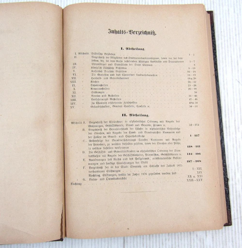 Adreßbuch der Fabrik- und Handelsstadt Chemnitz 1878 ca 1970/80 neu gebunden