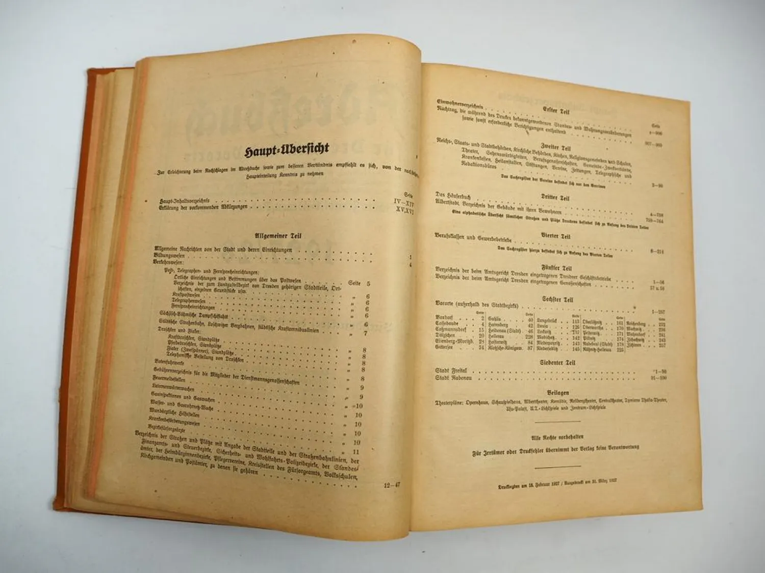 Adressbuch Einwohnerbuch Dresden Freital Heidenau Rabenau Radebeul 1927/28