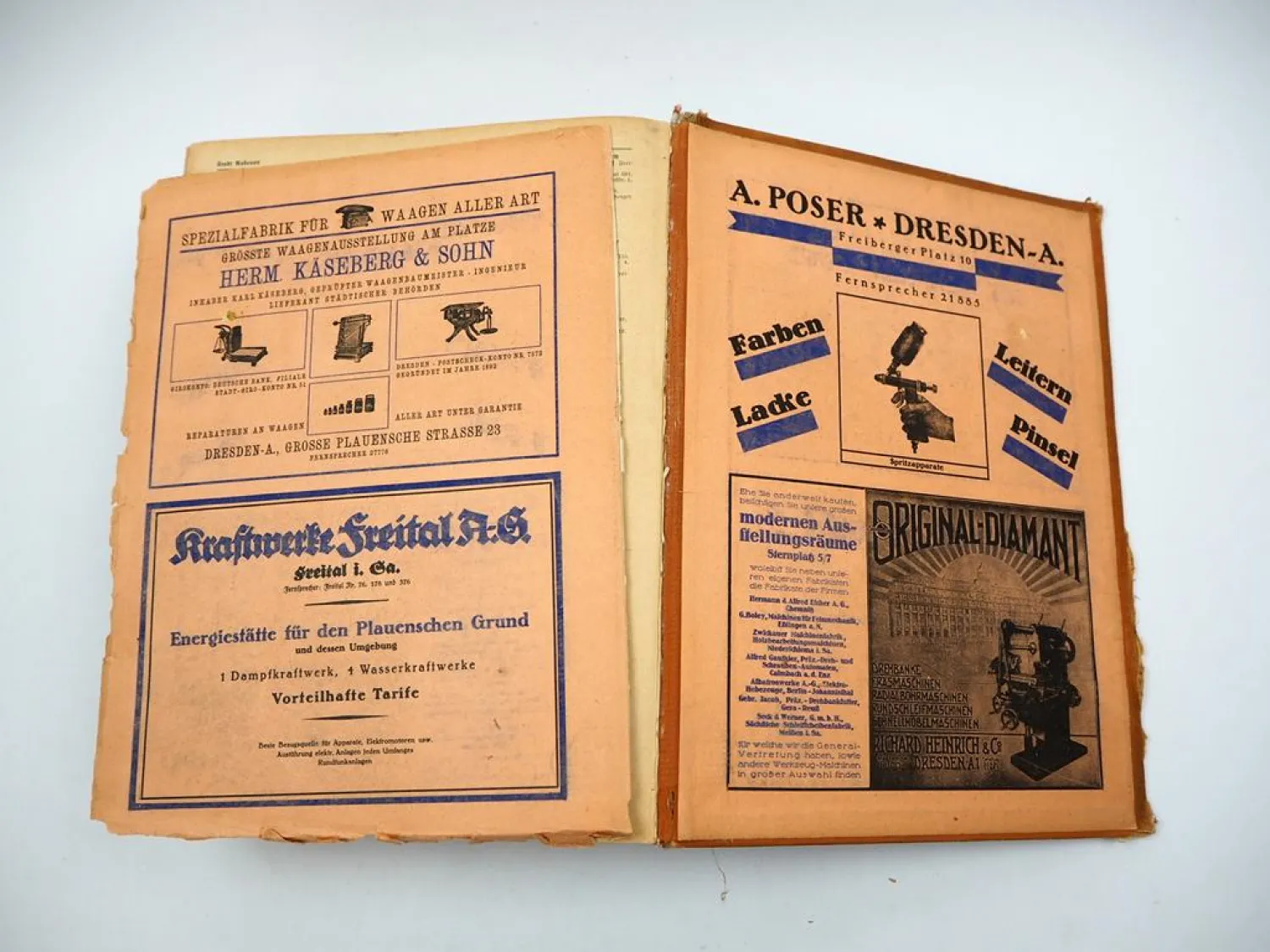 Adressbuch Einwohnerbuch Dresden Freital Heidenau Rabenau Radebeul 1927/28