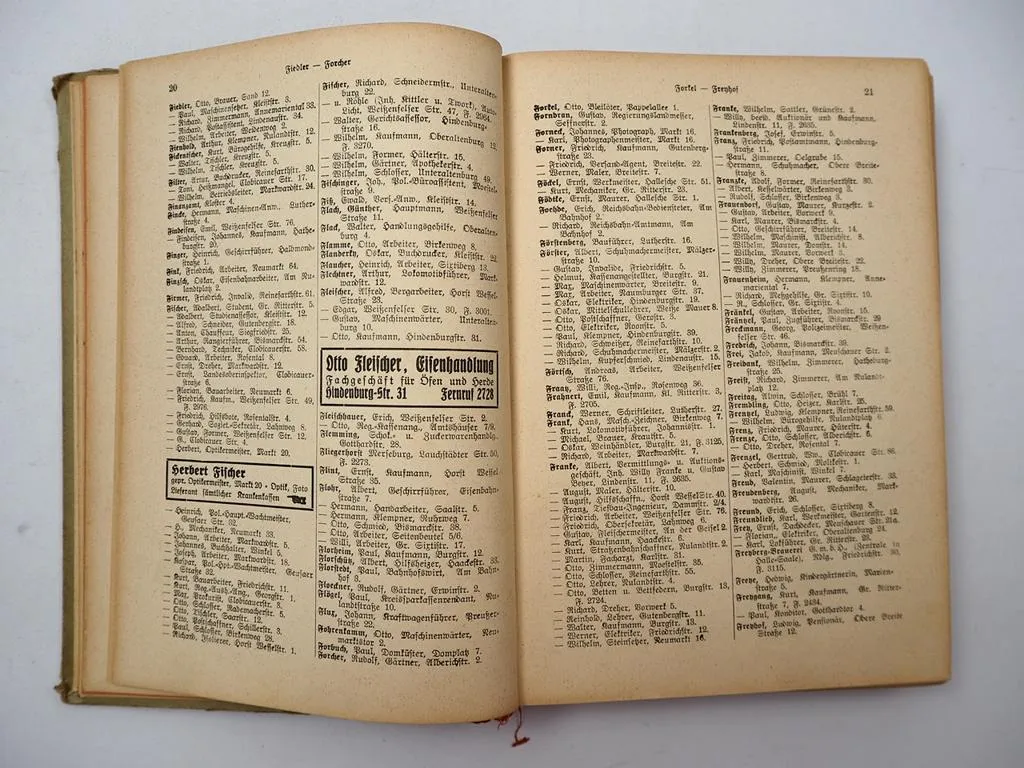 Adressbuch Einwohnerbuch Verzeichnis Stadt und Landkreis Merseburg 1936