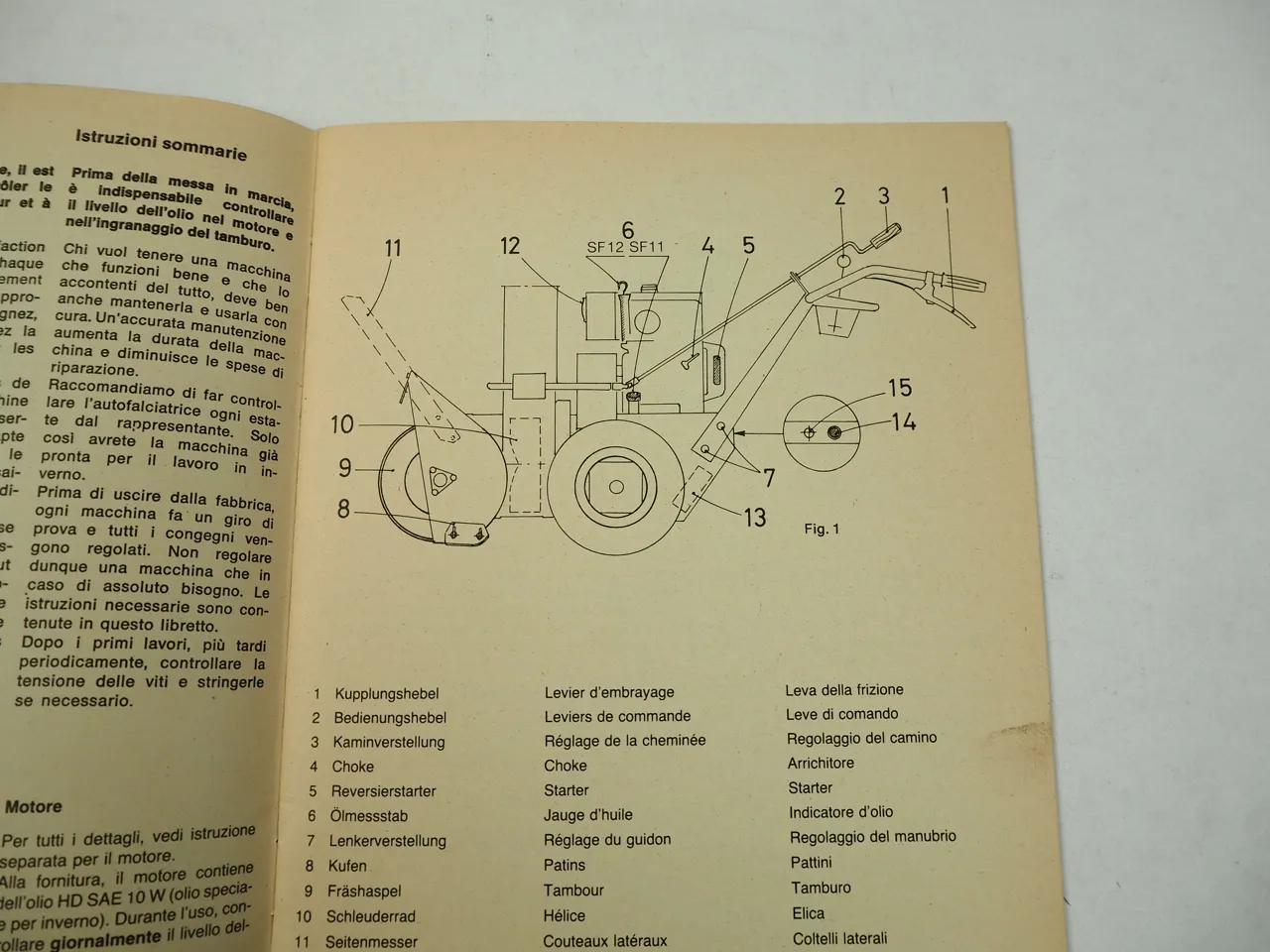 AEBI SF 11 12 Frässchleuder Betriebsanleitung Ersatzteilliste 1988 Mode d emploi