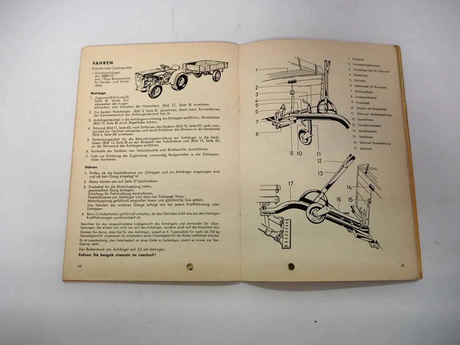 Agria 4800 Kleinschlepper Betriebsanleitung Bedienungsanleitung Wartung 1969