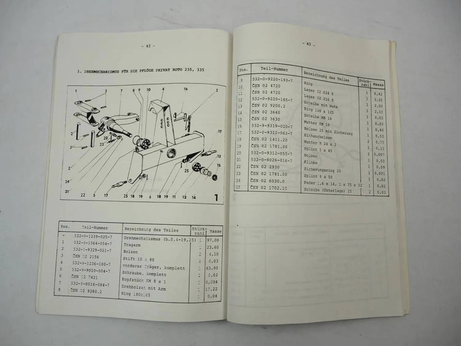 Agrozet Roudnice Privat Roto 235 335 Anbaupflug Betriebsanleitung Ersatzteilliste