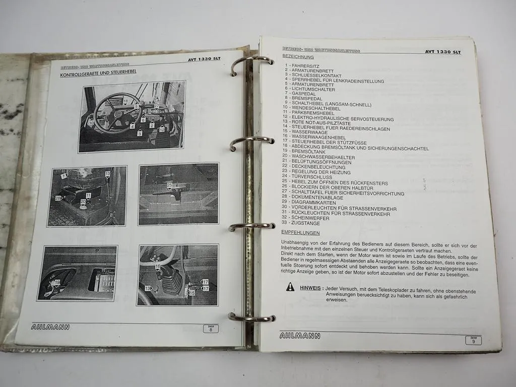 Ahlmann AVT 1330 SLT Teleskoplader Betriebsanleitung ETL Werkstatthandbuch 1996