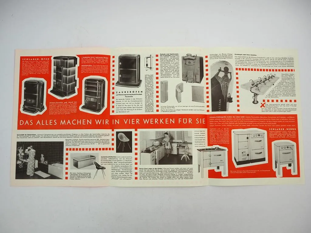 Ahlmann Carlshütte KG Rendsburg Küchengeräte Ofen Baumaschinen Prospekt 1960er J.