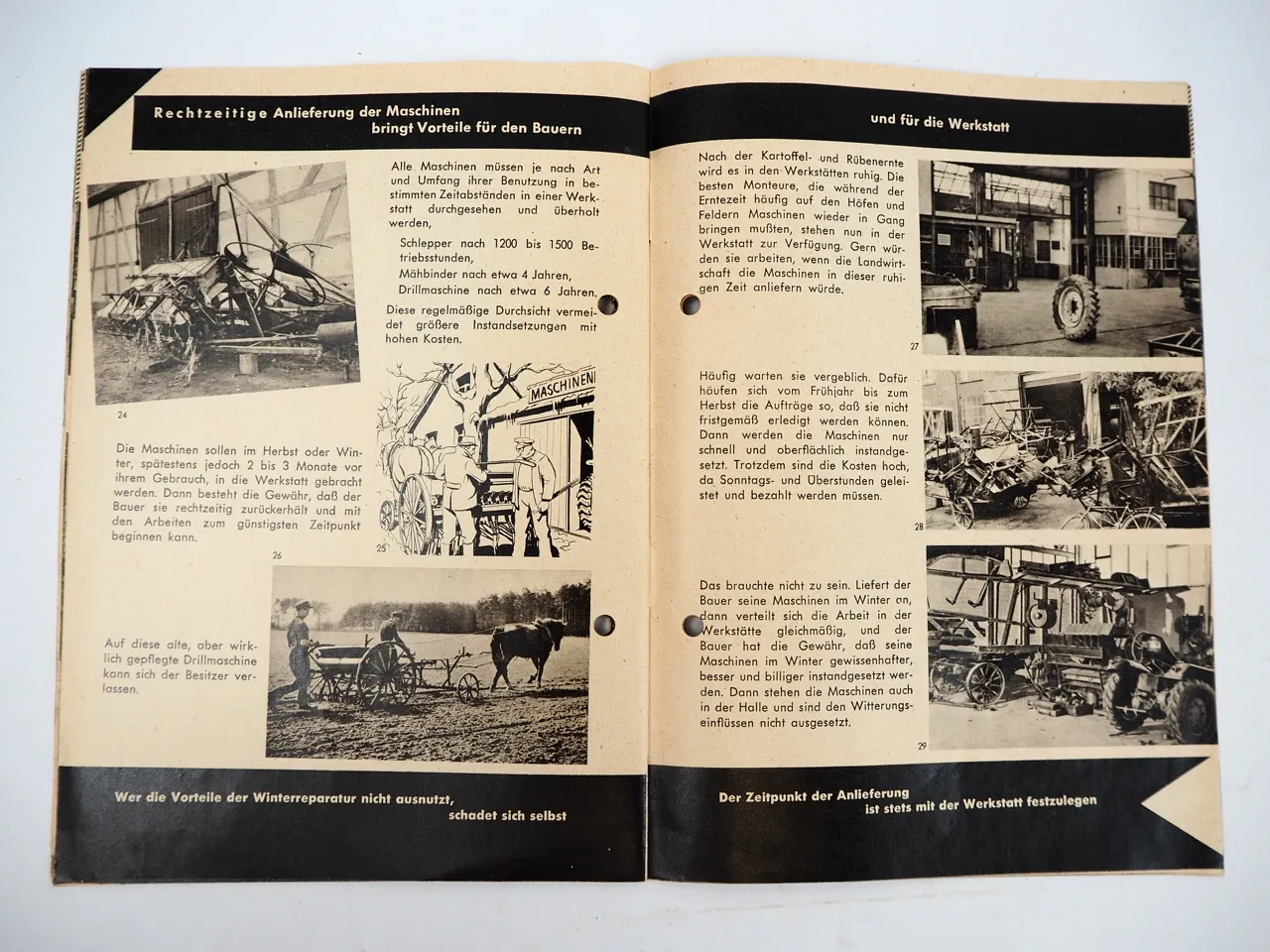 AID Landwirtschaftliche Fahrzeuge instandsetzen ausrüsten 2x Prospekt 1954/56