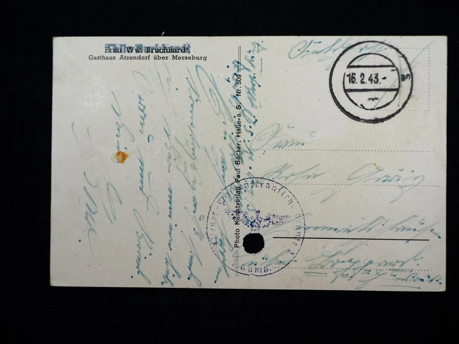 AK Atzendorf Merseburg Geiseltal Gasthof Kaffeegarten 1943 gelaufen