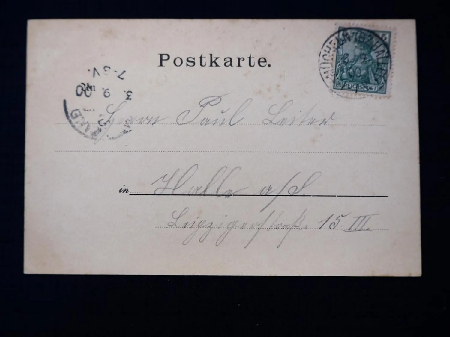 AK Gruß aus St. Micheln Mücheln Geiseltal Gasthaus Geiselquelle 1900 gelaufen
