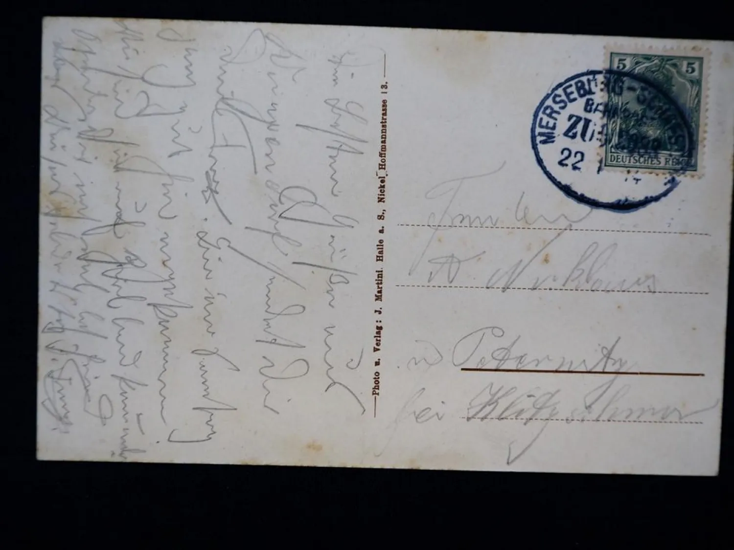 AK Knapendorf Merseburg Gasthof O. Brauer Bäckerei R. Baumbach 1914 gelaufen