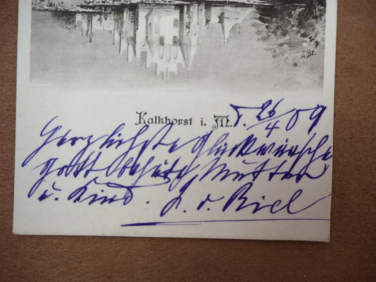 AK Schloss Kalkhorst Mecklenburg mit Unterschrift Adelsfamilie von Biel 1909