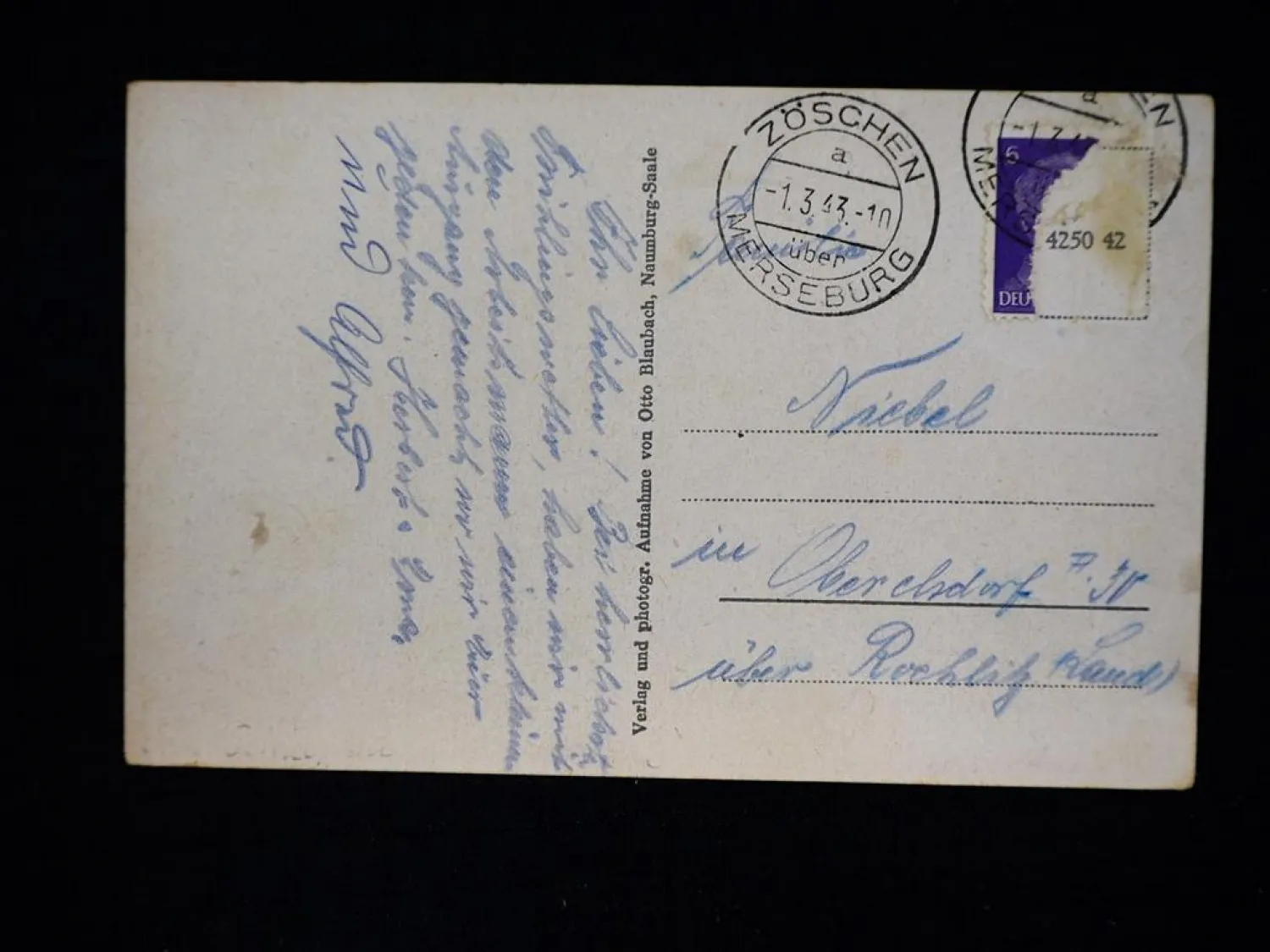 AK Wegwitz Wallendorf Luppe Merseburg Bahnhof Gasthaus O. Nagel 1943 gelaufen