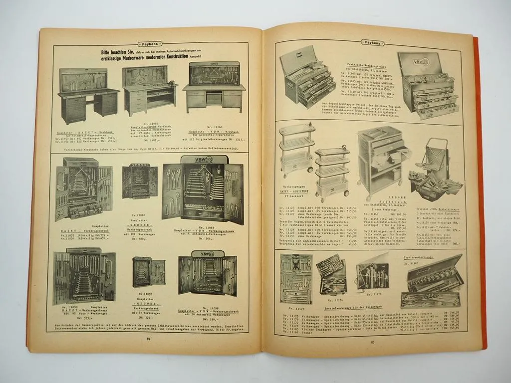Aloys Feykens Frielingsdorf Werkzeug für Schmiede Autowerkstatt Katalog 1956