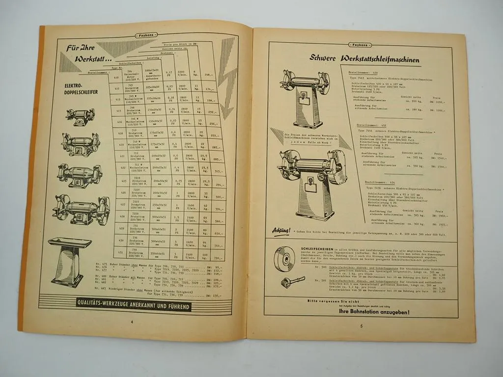 Aloys Feykens Frielingsdorf Werkzeug für Schmiede Autowerkstatt Katalog 1959